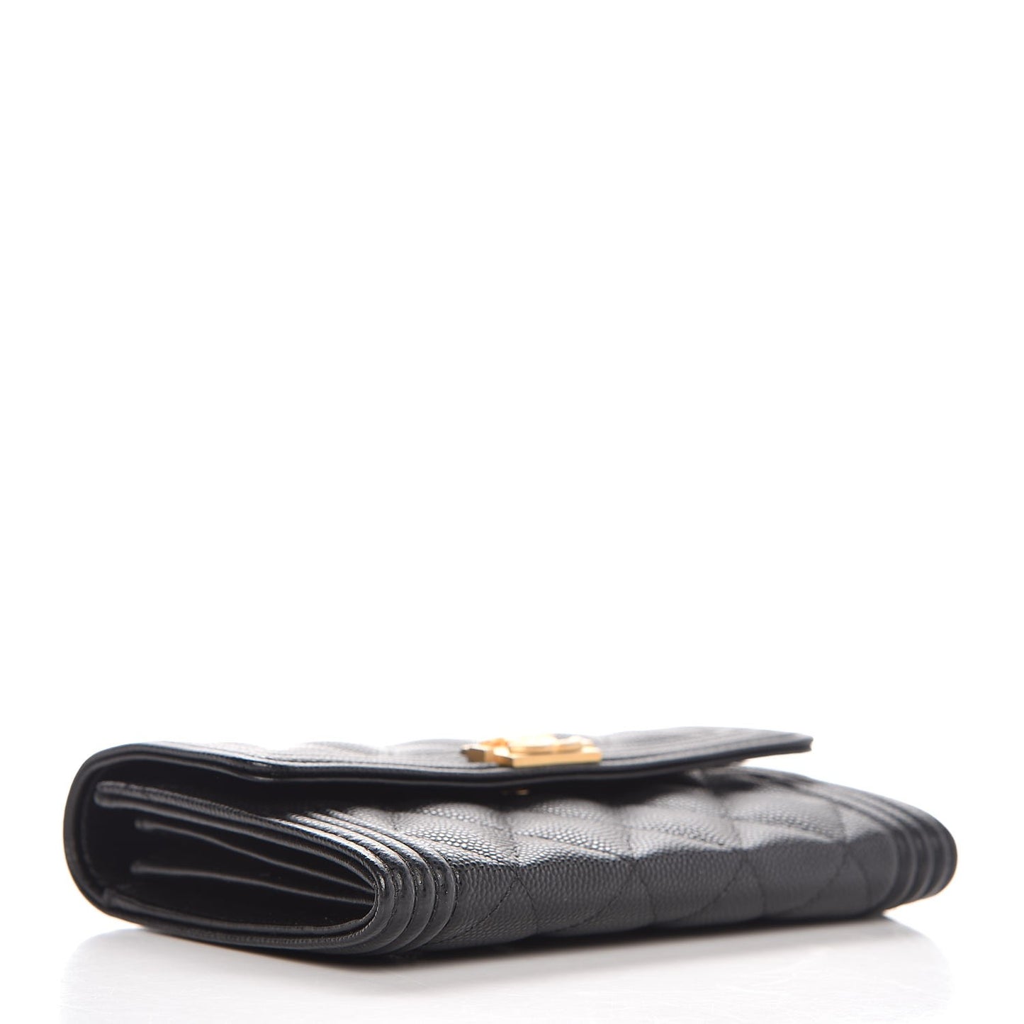 Caviar Quilted Medium Boy Flap Wallet Black