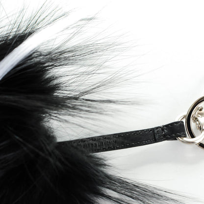 Fendi Cuoio Romano Goat Fox Fur Metal Stitch Triangle Monster Eyes Cube Bag Charm Black White 4 of 5