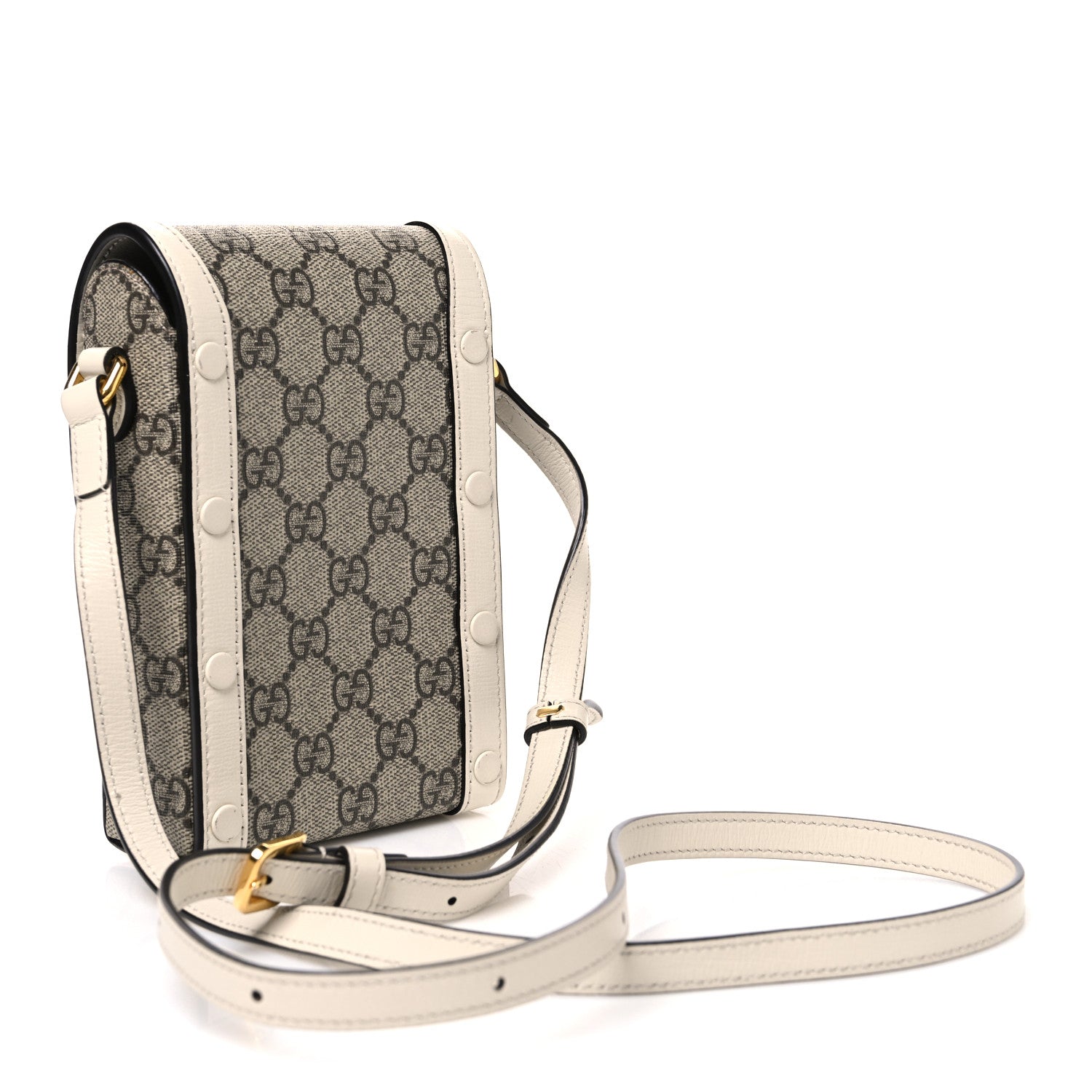 Gucci GG Supreme Monogram Azalea Calfskin Mini Horsebit 1955 Crossbody Bag Beige Ebony Mystic White 3 of 11