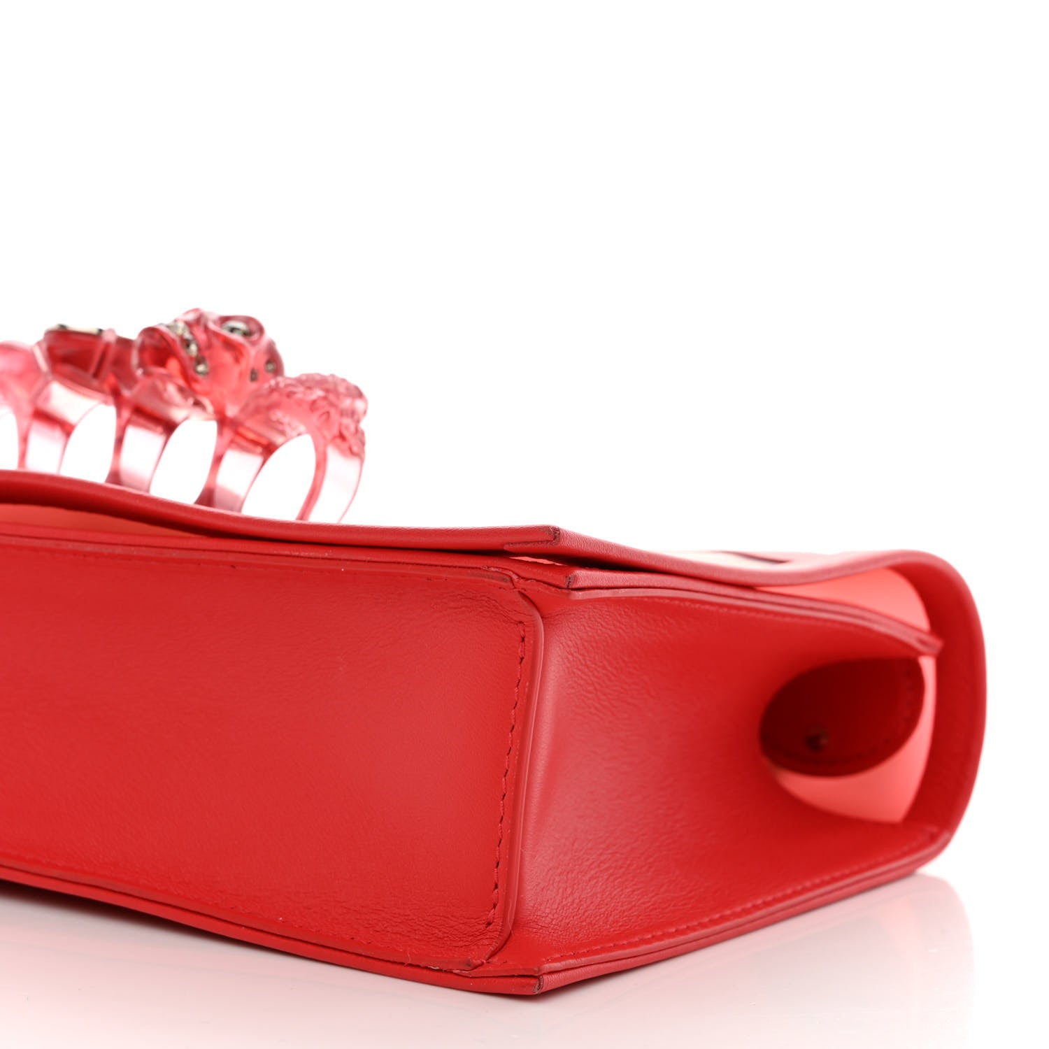 Alexander McQueen Calfskin Polyurethane Jeweled Knuckle Satchel Red 9 of 9