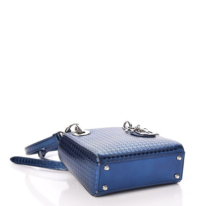 Christian Dior Metallic Patent Micro-Cannage Mini Lady Dior Blue 4 of 8