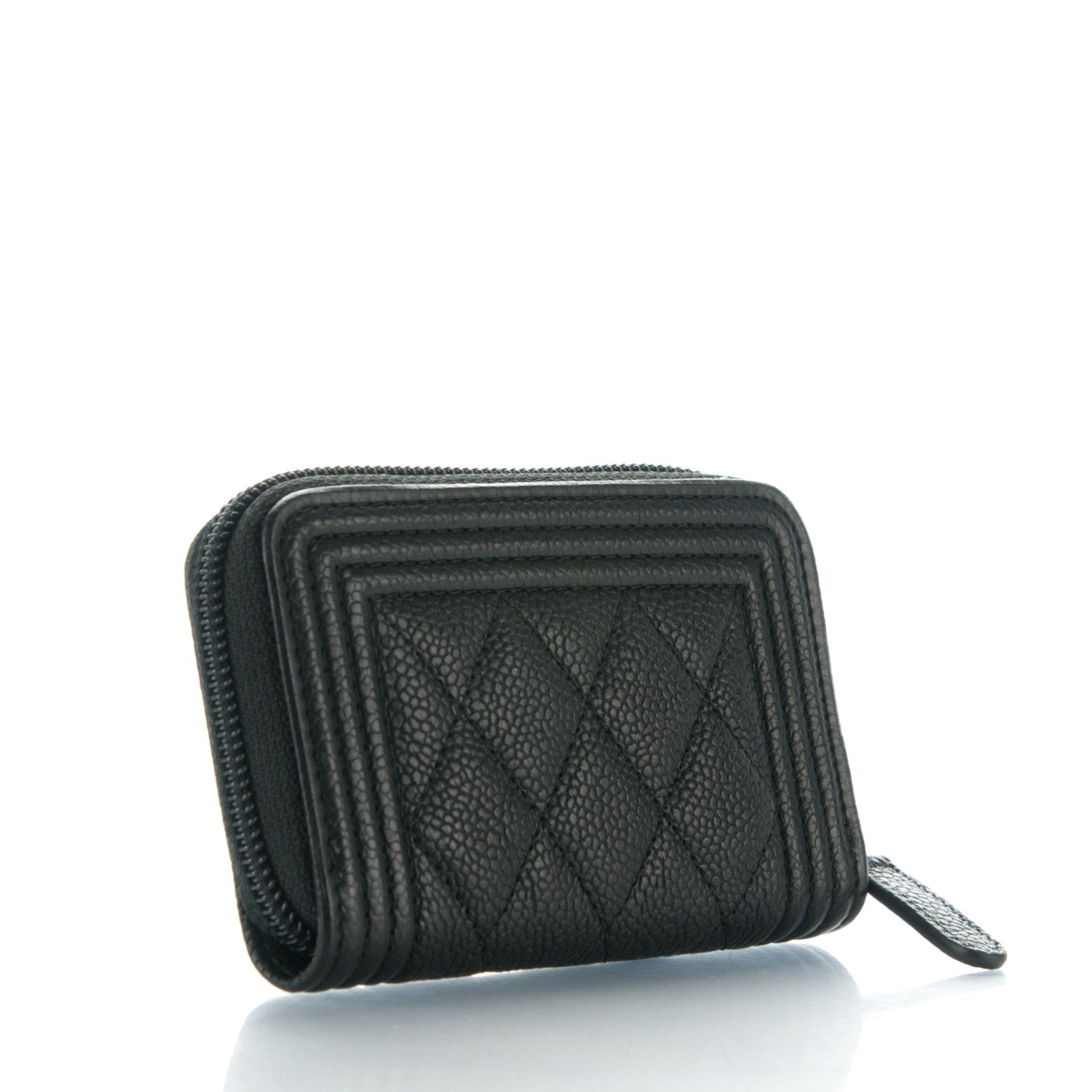 Chanel Caviar Quilted Boy Zip Around Coin Purse Wallet Black 3 of 7