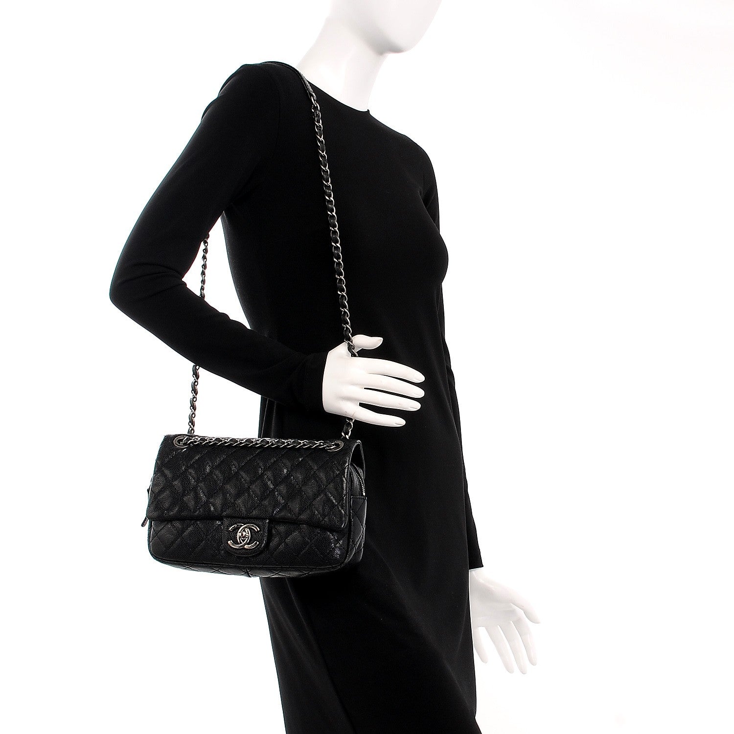 Chanel Iridescent Caviar Quilted Small Chic Flap Black 2 of 11