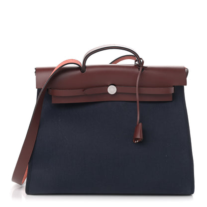 Hermes Toile Vache Hunter Herbag Zip 39 MM Bleu Marine Rouge H 3 of 11
