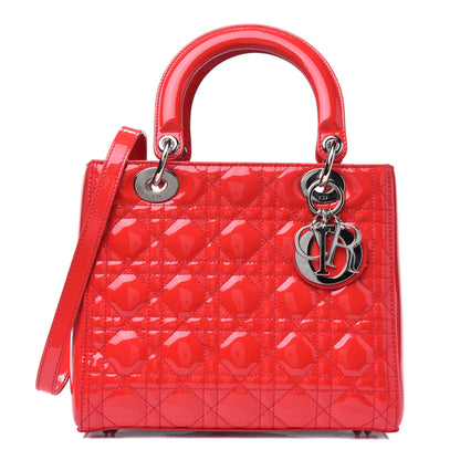 Christian Dior Patent Cannage Medium Lady Dior Red 1 of 4