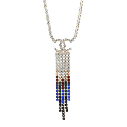Chanel Crystal Skyline CC Necklace Blue Black Red 1 of 5