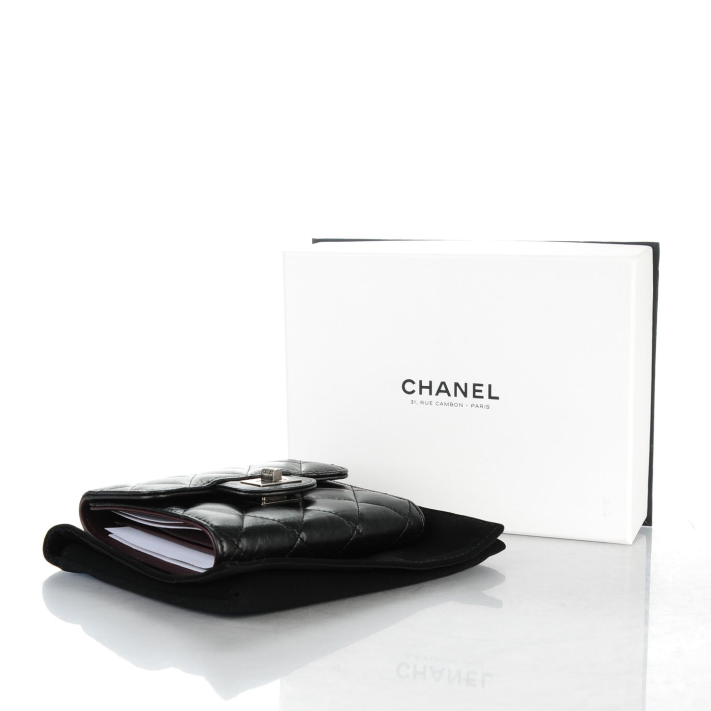 Aged Calfskin Quilted Reissue Compact Wallet Black