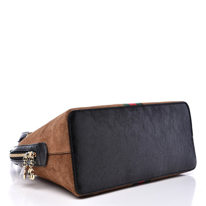 Gucci Suede Patent Web Medium Ophidia Top Handle Dome Bag Nocciola Black 3 of 10