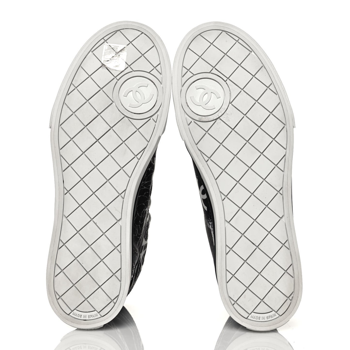 Printed Fabric High Top Logo Sneakers 39 White Black