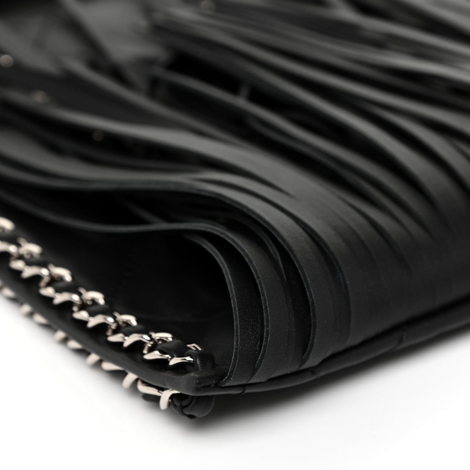 Chanel Calfskin Quilted Fringe Shopping Bag Black 9 of 13