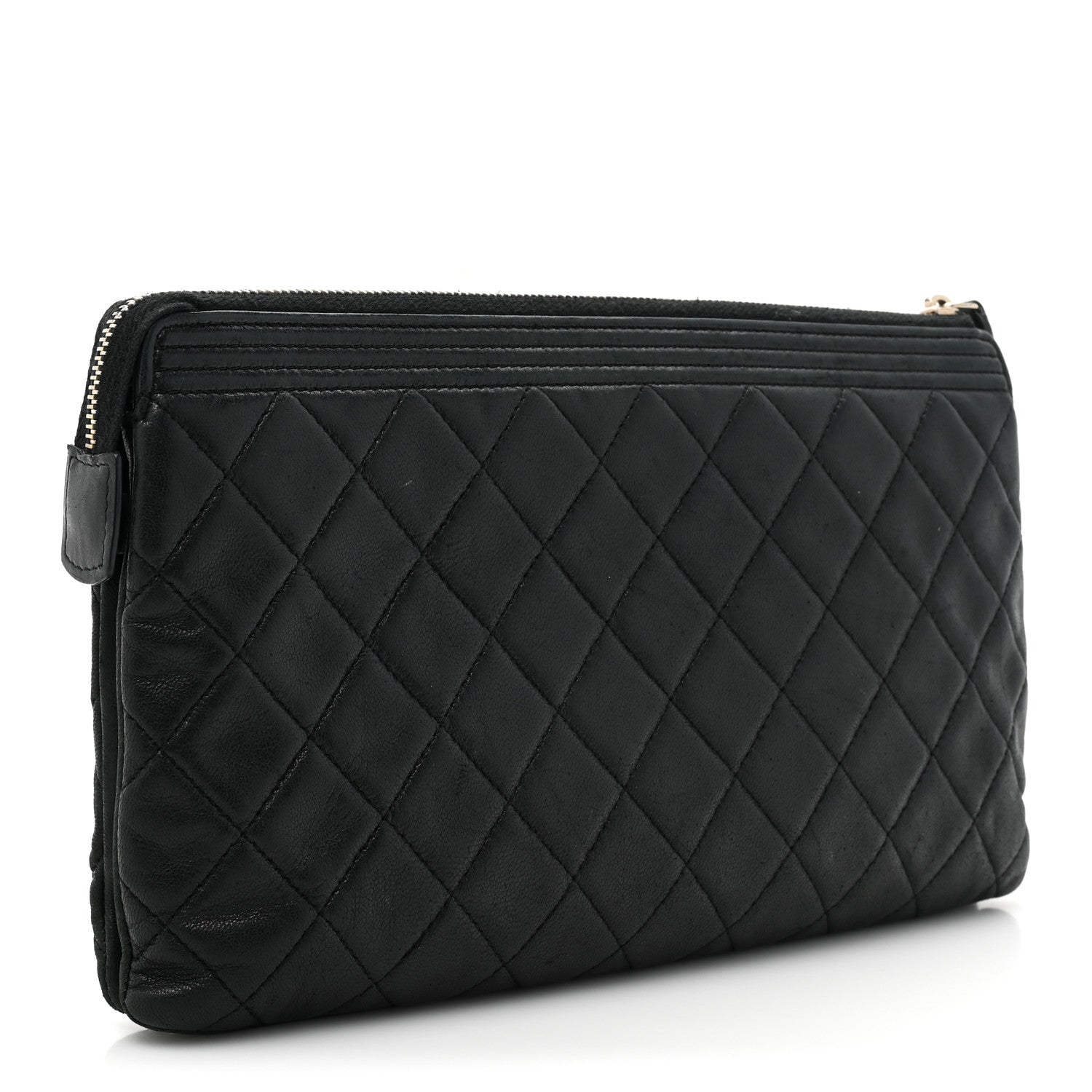 Chanel Lambskin Quilted Small Boy Zipped Pouch Black 3 of 15