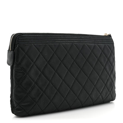 Chanel Lambskin Quilted Small Boy Zipped Pouch Black 3 of 15