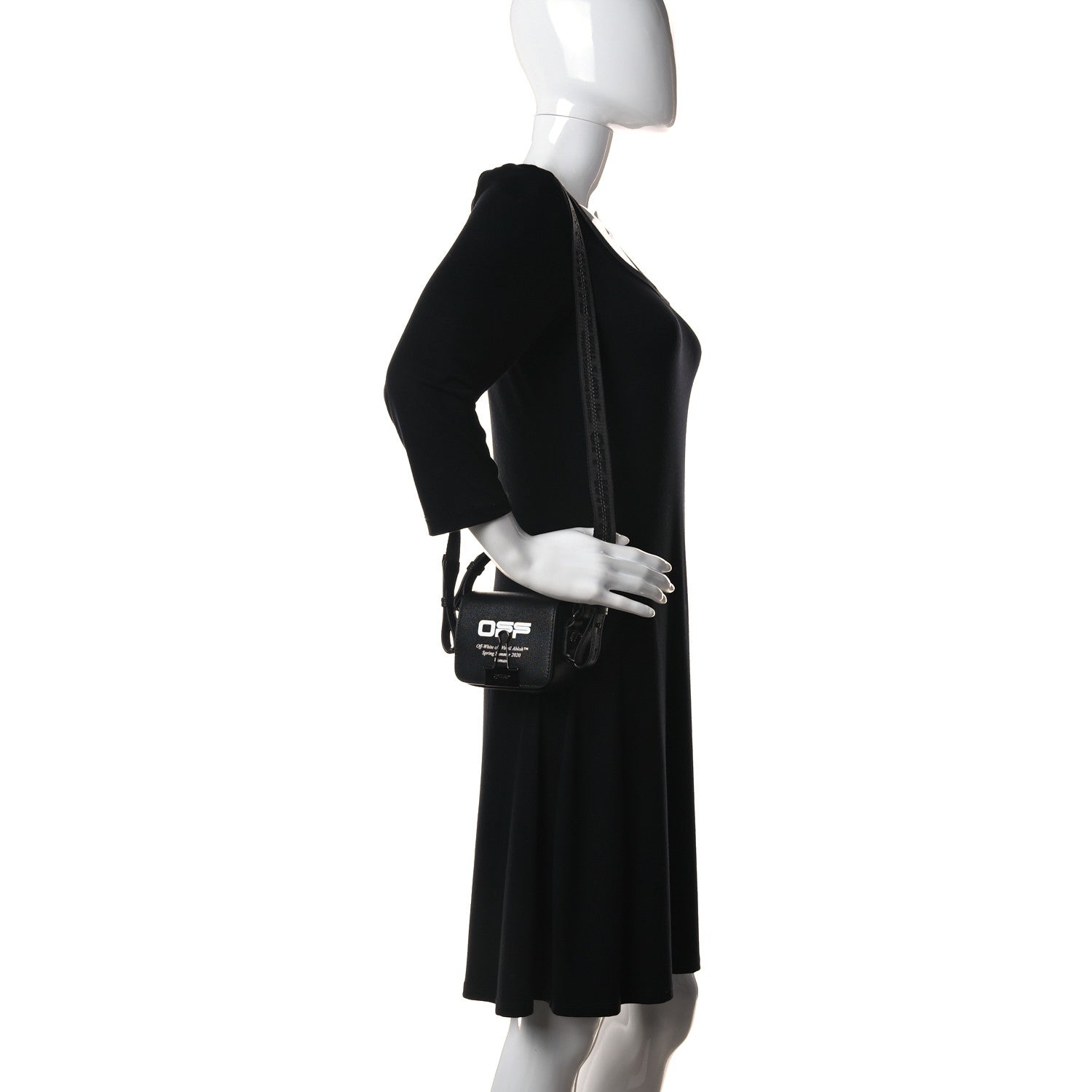 Off-White Saffiano Logo Baby Flap Bag Black White 3 of 14