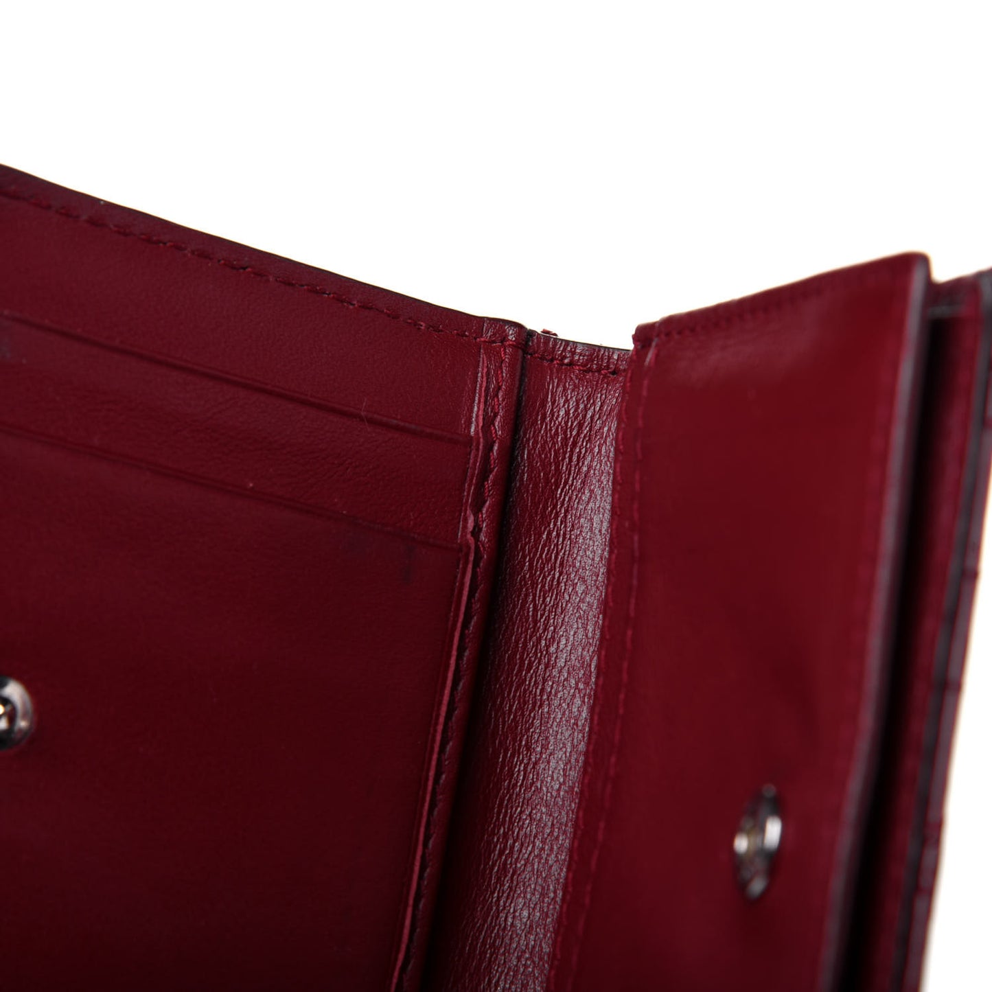 Patent Cannage Small Lady Dior Flap Card Holder Scarlet