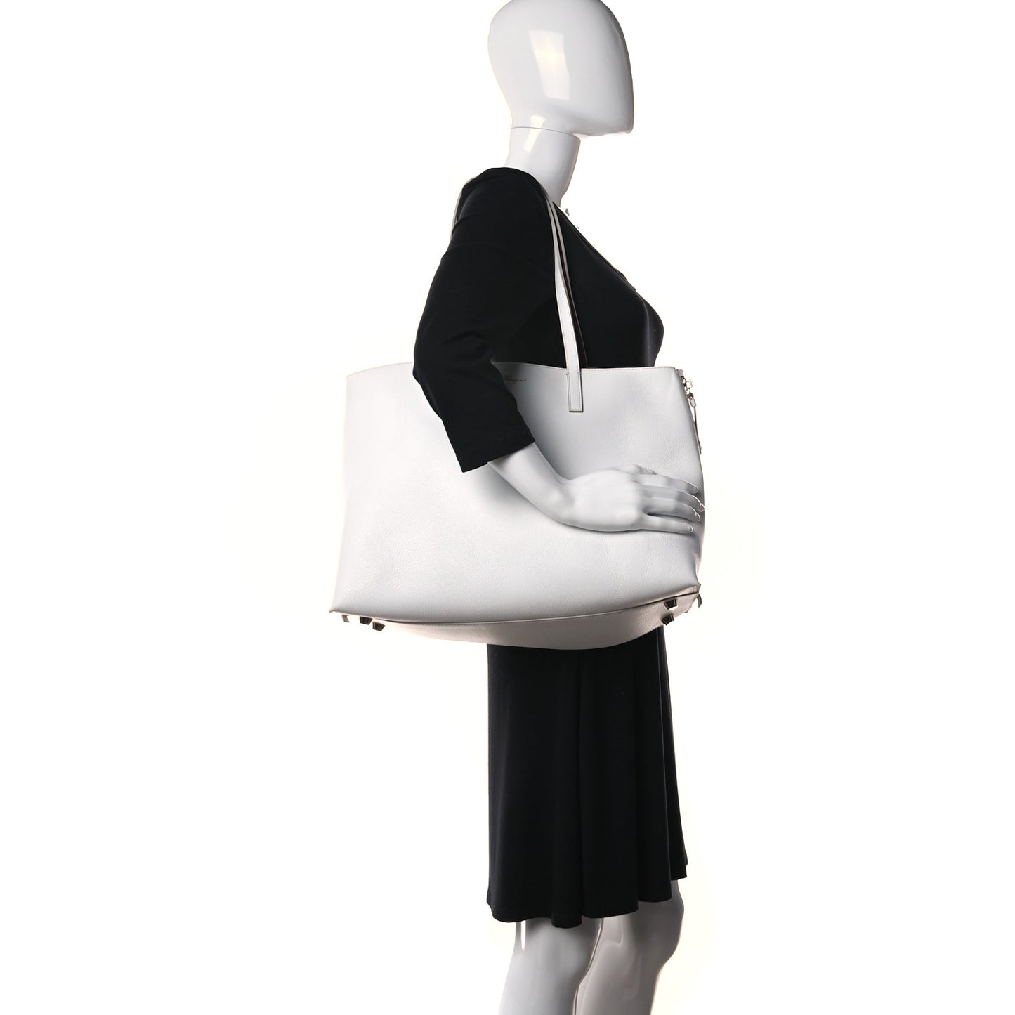 Calfskin Large Jet Set Shopper Tote White