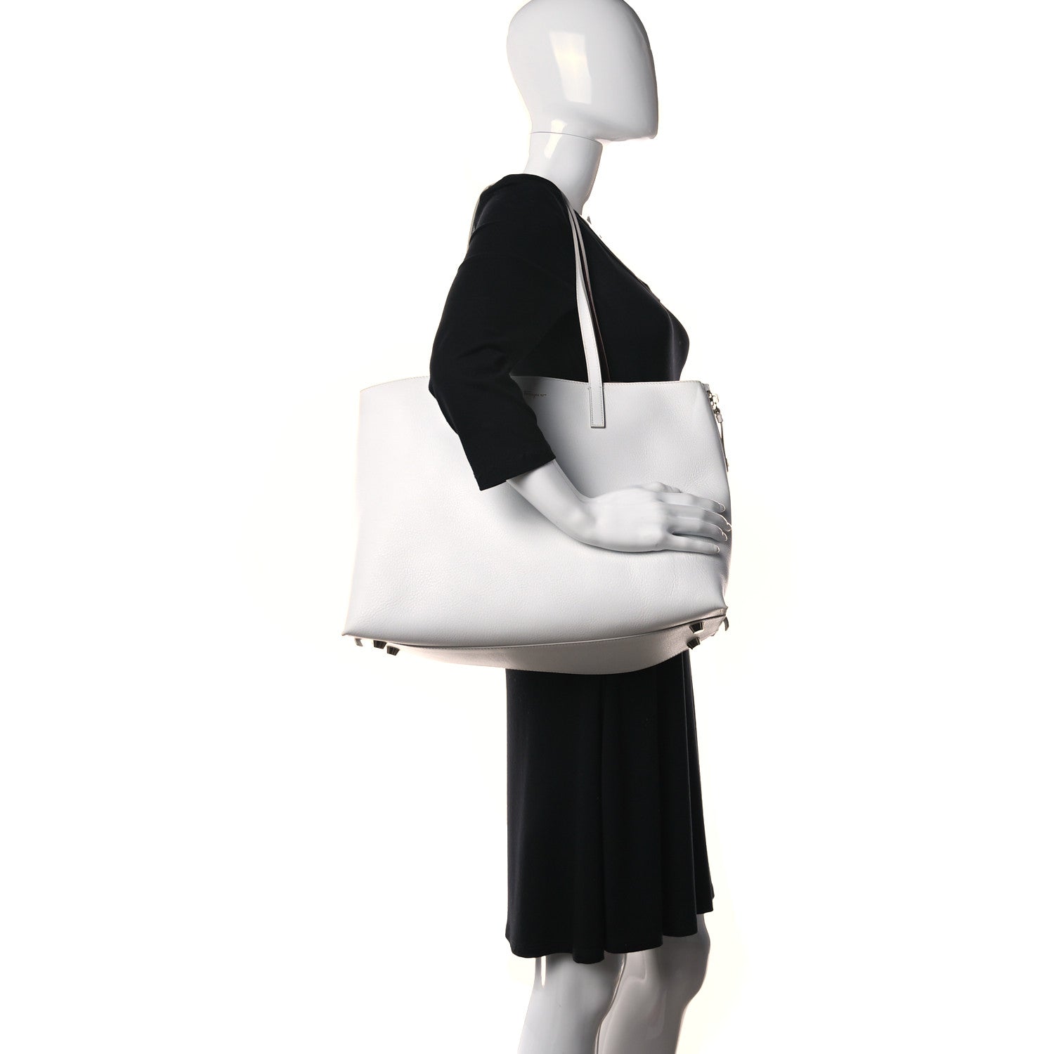Salvatore Ferragamo Calfskin Large Jet Set Shopper Tote White 2 of 11