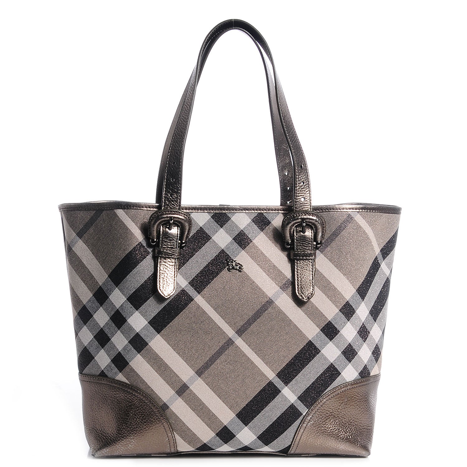 Burberry Shimmer Check Byron Tote Silver 1 of 9