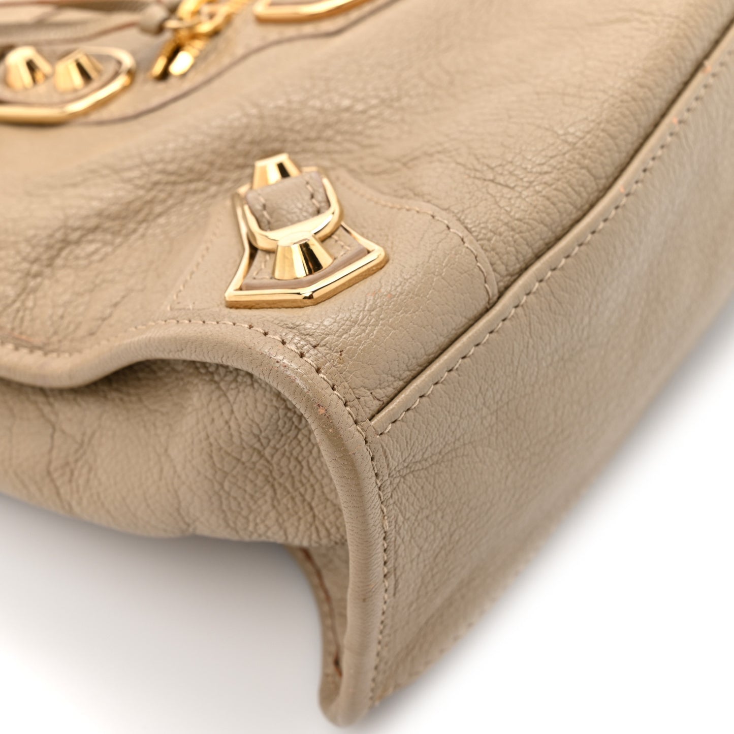 Chevre Gold Metallic Edge Hardware S City Beige Latte