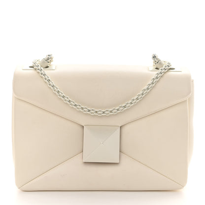 Valentino Garavani Nappa Lacquer Monochrome One Stud Chain Clutch Ivory 1 of 11