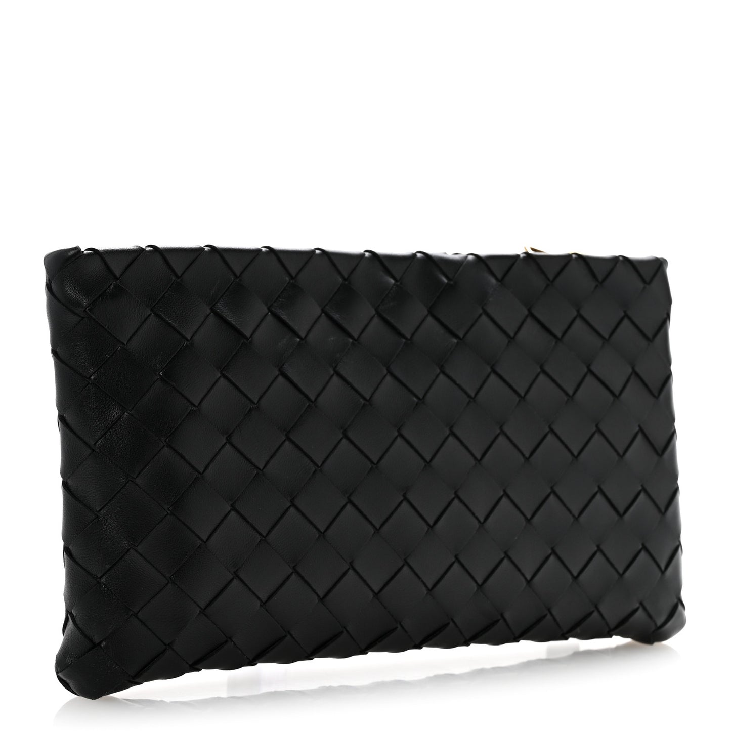 Nappa Intrecciato Small Flat Zip Pouch Black