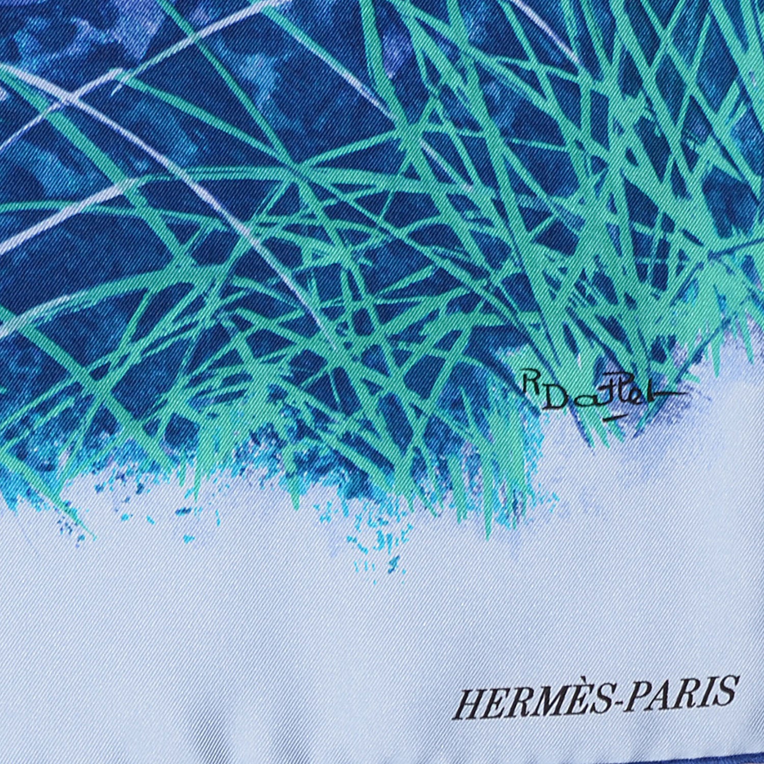 Hermes Silk Tigre du Bengale Scarf 90 Bleu Dur Ciel Turquoise Bleu 3 of 5