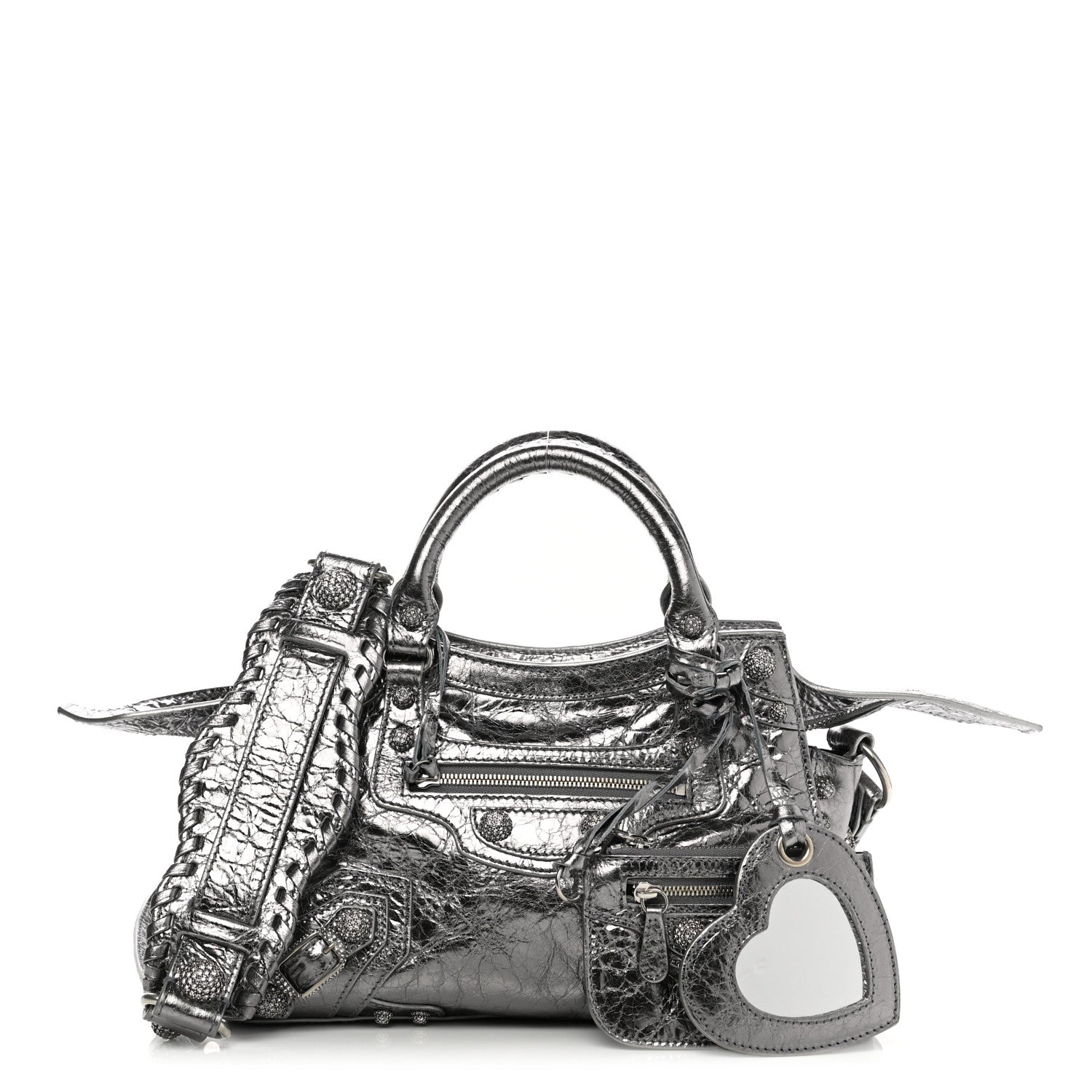 Balenciaga Agneau Arena Crystal Neo Cagole Handbag XS Silver 1 of 10