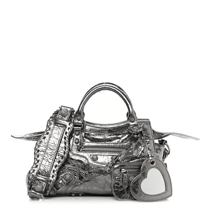 Balenciaga Agneau Arena Crystal Neo Cagole Handbag XS Silver 1 of 10