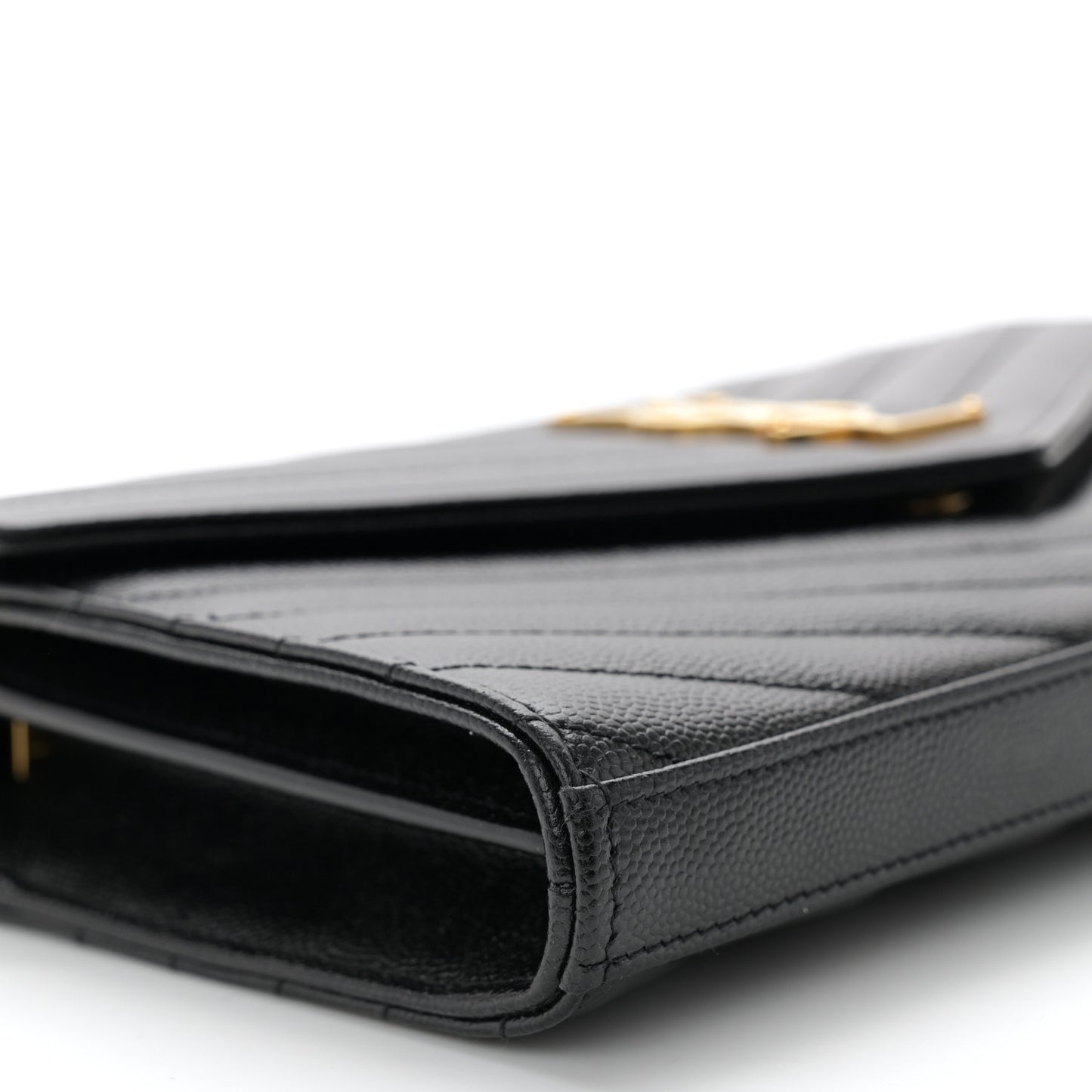 Grain De Poudre Matelasse Chevron Monogram Chain Wallet Black