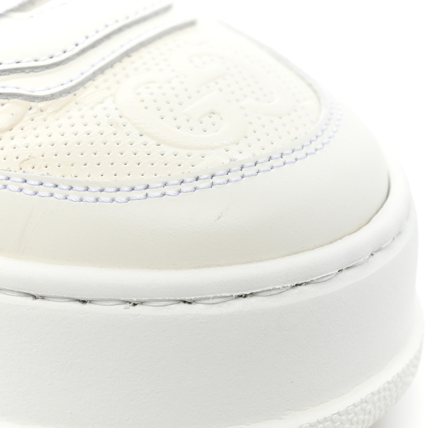 Gucci Calfskin GG Tennis Embossed Perforated Womens Platform 55mm Sneakers 35 Great White 12 of 14