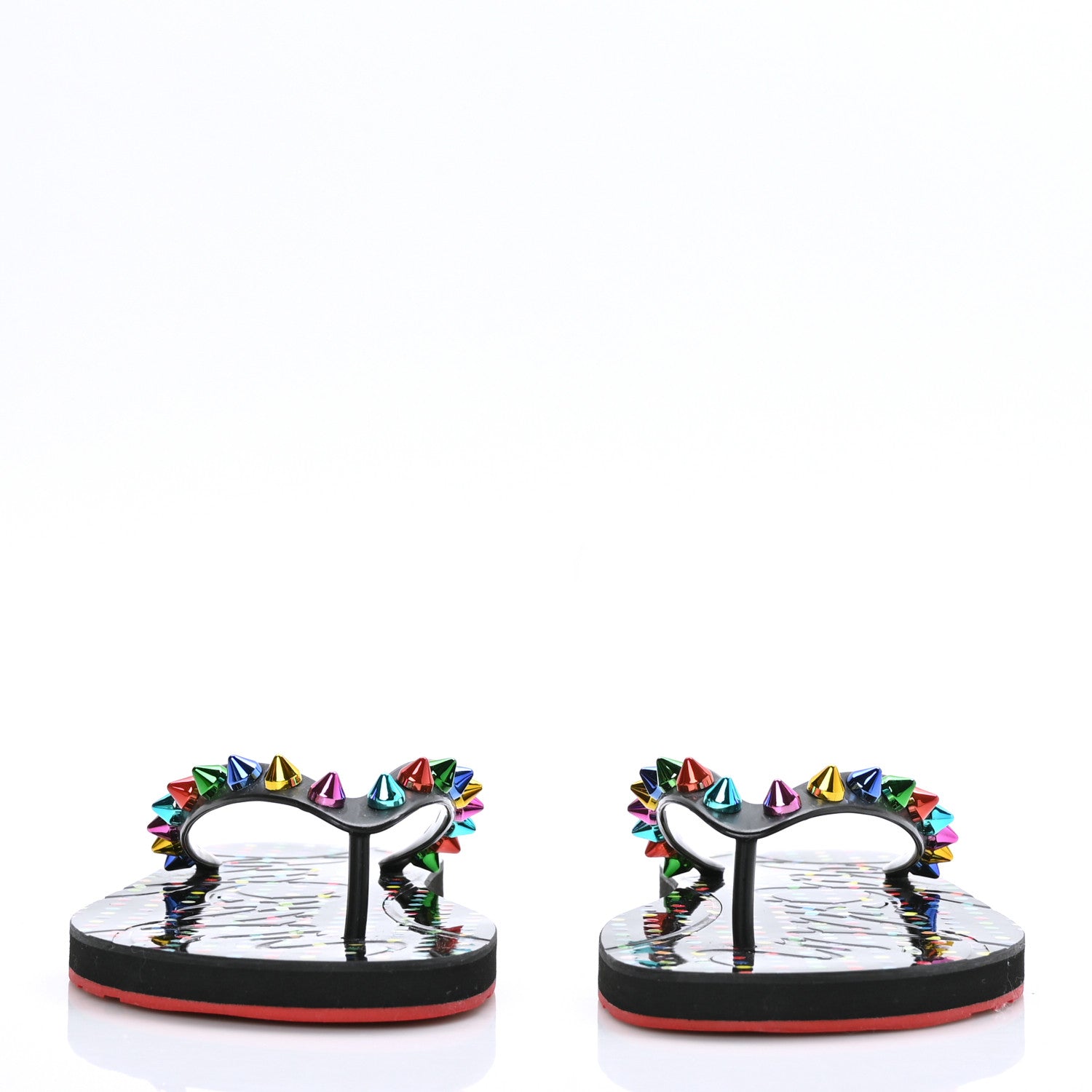 Christian Louboutin Rubber Spike Loubi Donna Flip Flop 36 Black Multicolor 2 of 6