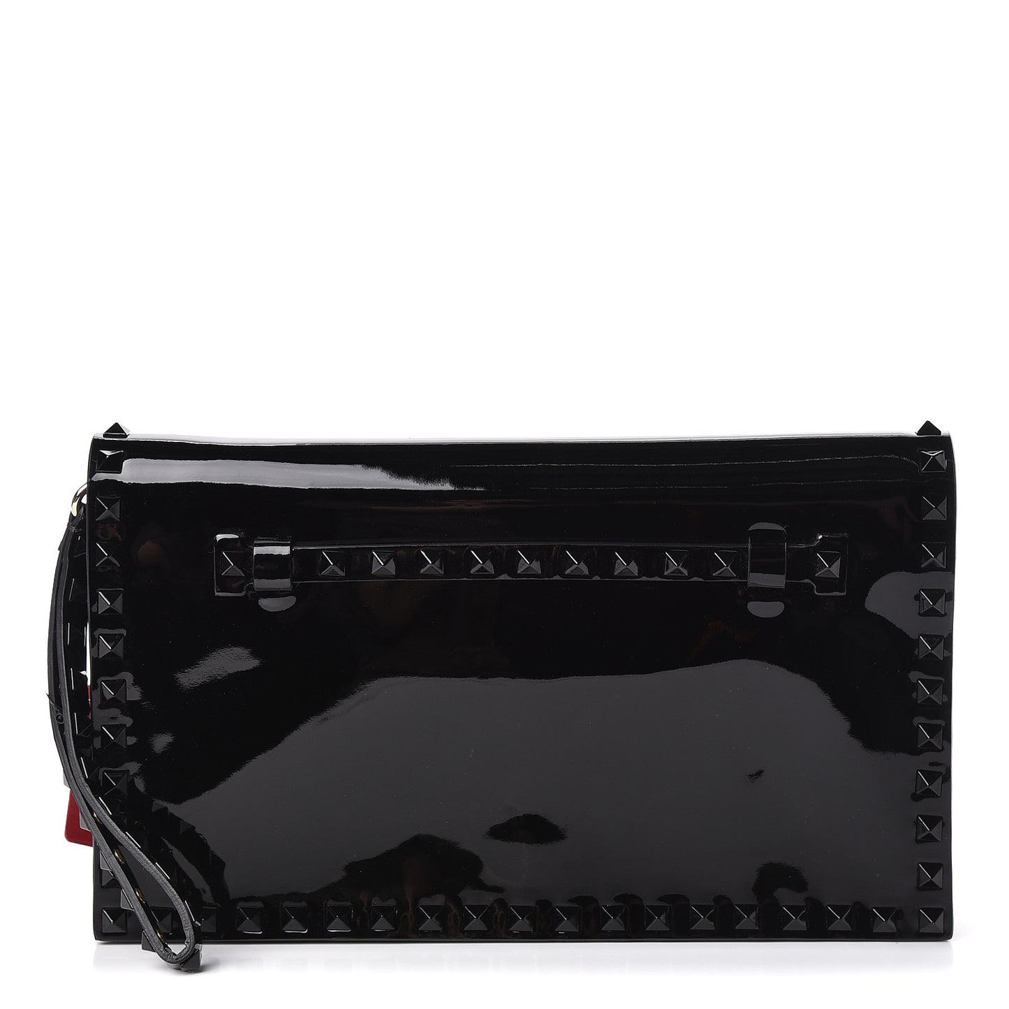 Patent Rockstud Wristlet Clutch Black