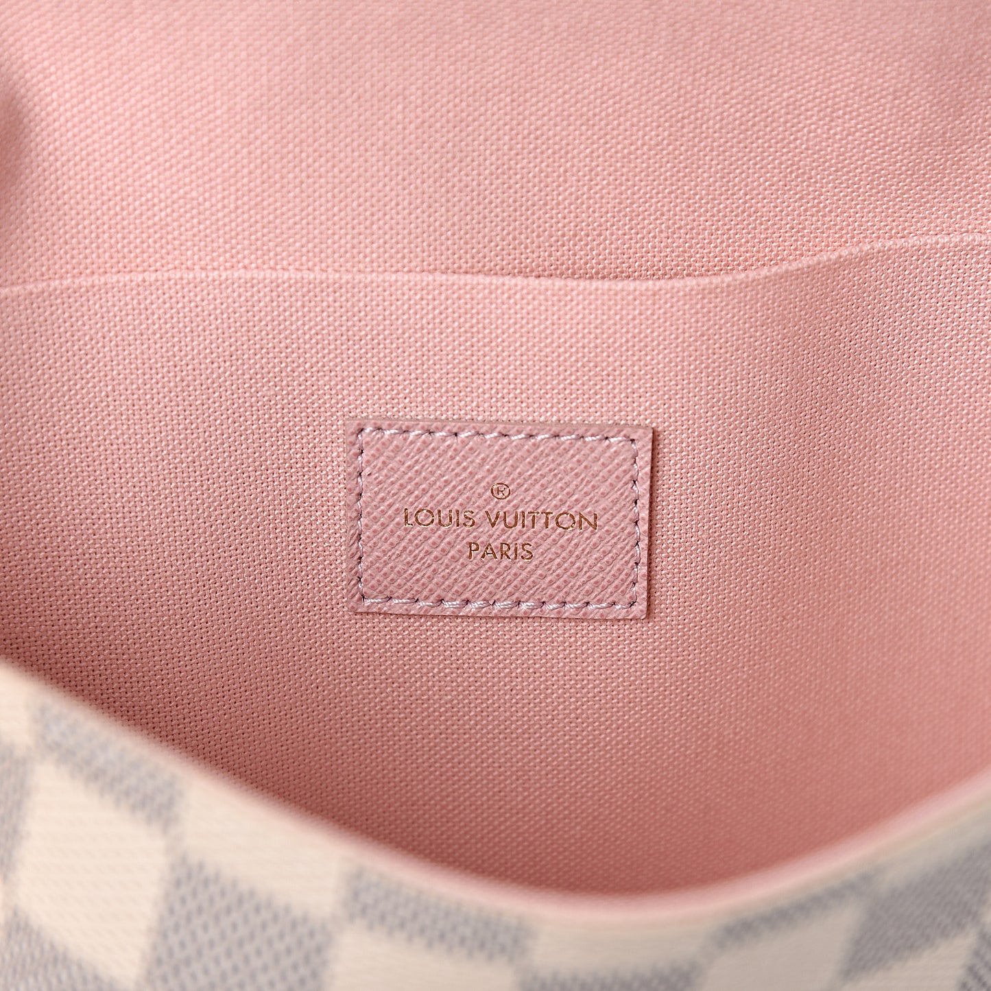 Damier Azur Pochette Felicie Chain Wallet Rose Ballerine