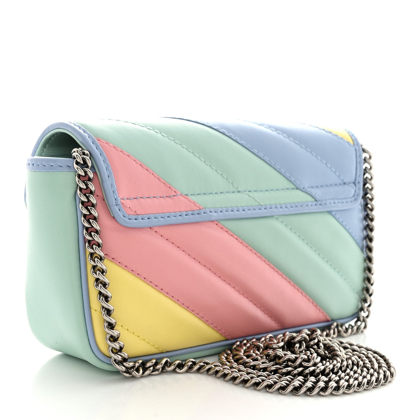 Calfskin Matelasse Diagonal Super Mini GG Marmont Shoulder Bag Multicolor Pastel