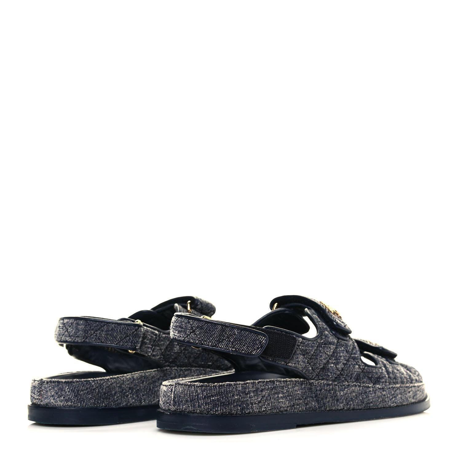 Chanel Denim Velcro Dad Sandals 42 Blue 4 of 7