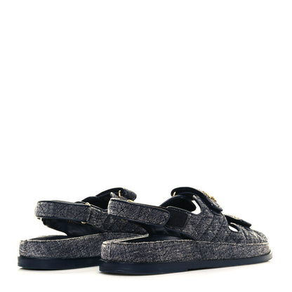 Chanel Denim Velcro Dad Sandals 42 Blue 4 of 7