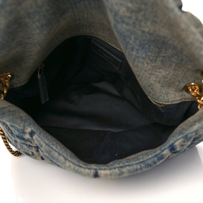 Saint Laurent Denim Quilted Medium Loulou Puffer Monogram Chain Satchel Blue Black 5 of 10