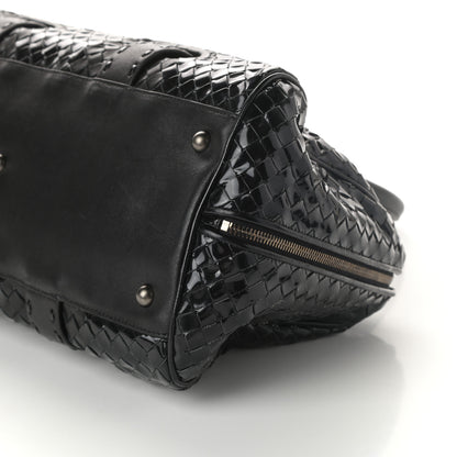 Bottega Veneta Patent Nappa Intrecciato Accordion Satchel Black 9 of 9