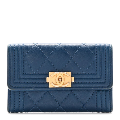 Chanel Caviar Quilted Boy Flap Card Holder Blue 1 of 11