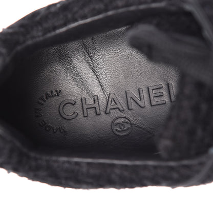 Chanel Tweed Calfskin Sneakers 40 Black White 8 of 14