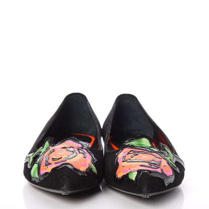 Louis Vuitton Suede Graffiti Rose Ballet Flats 38.5 Black 2 of 8