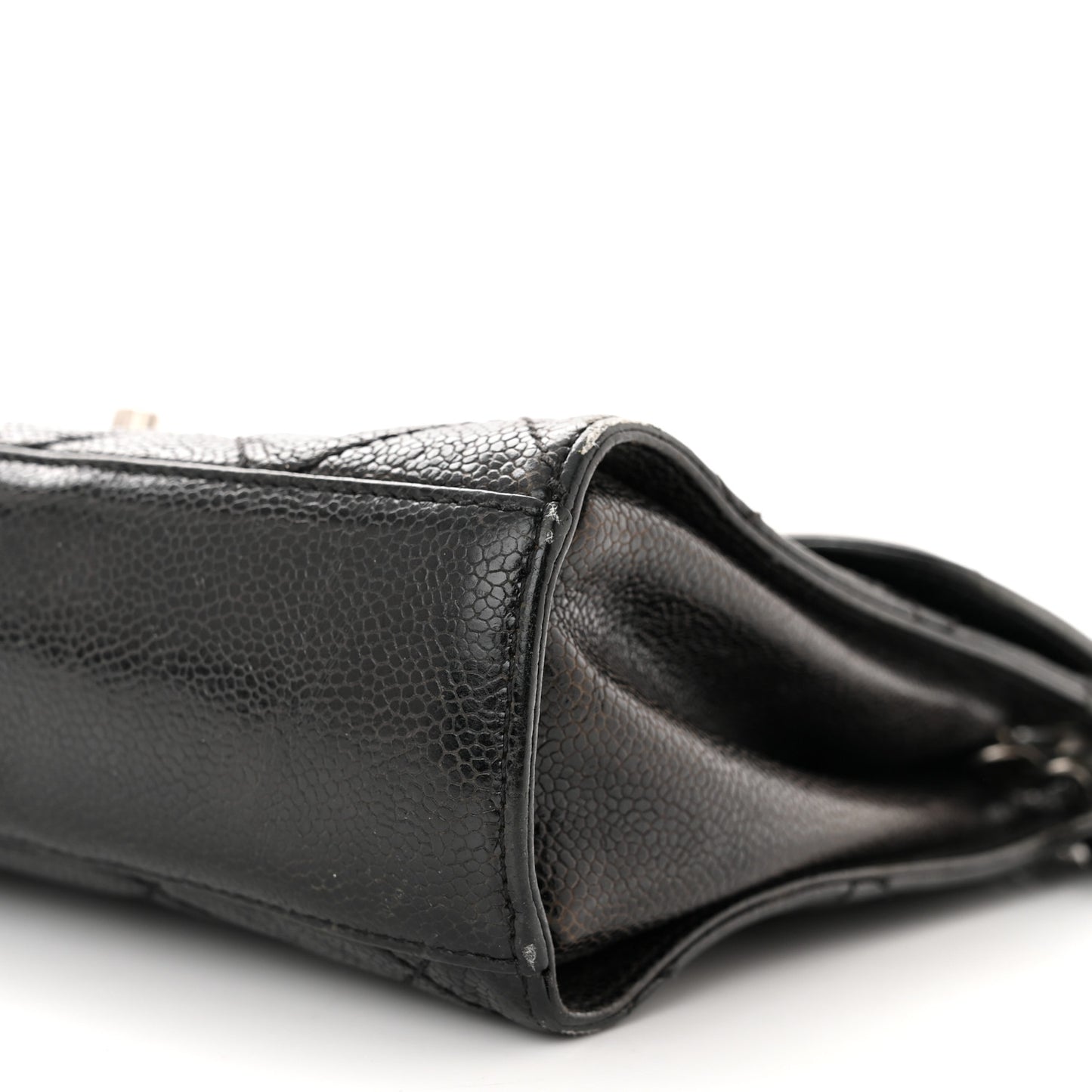 Crumpled Grained Calfskin Medium CC Crave Flap Black