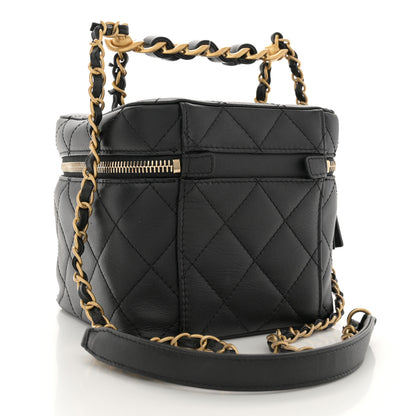 Chanel Calfskin Quilted Small Vanity Case With Chain Black 3 of 12