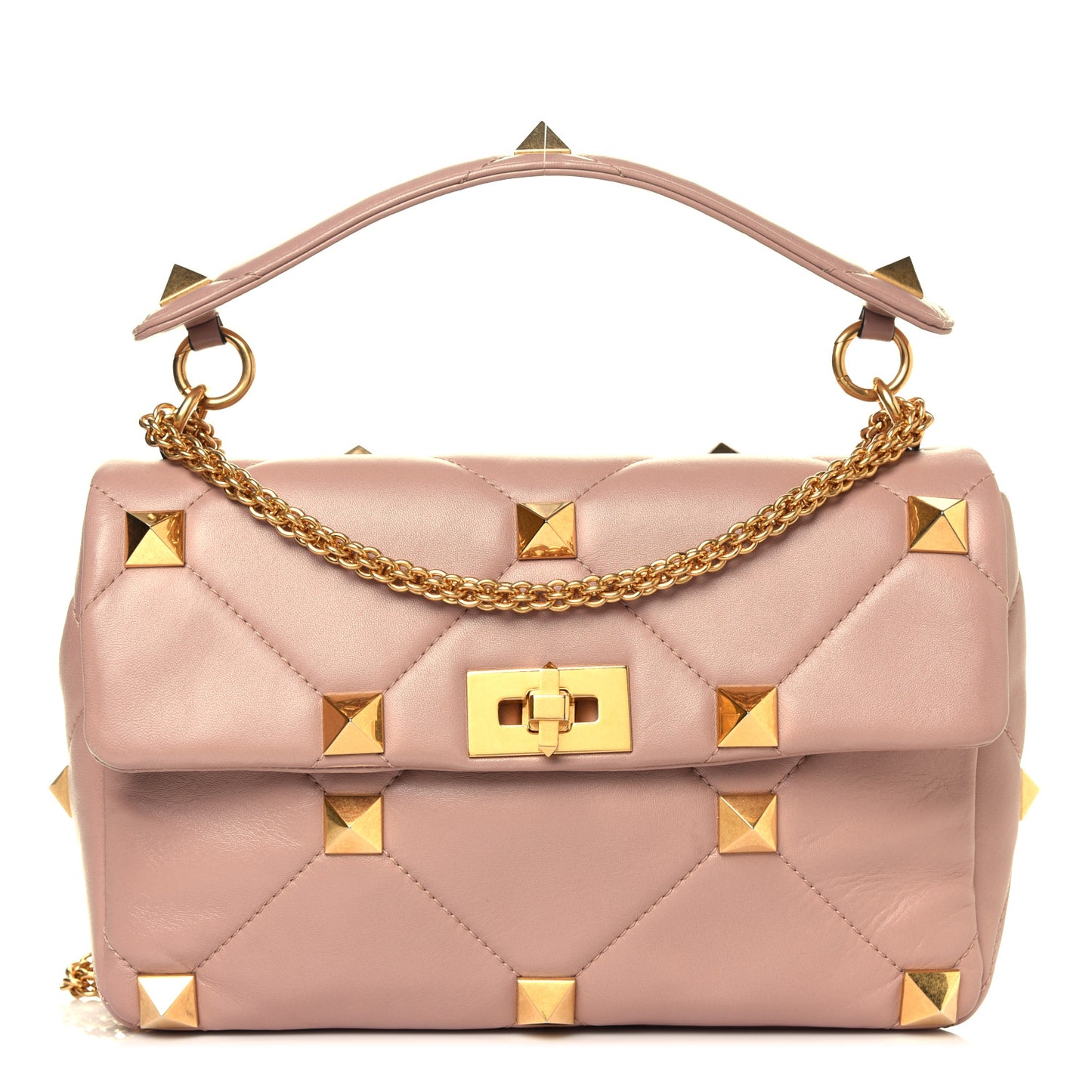 Nappa Large Roman Stud Shoulder Bag Rose Cannelle