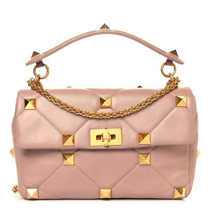 Valentino Garavani Nappa Large Roman Stud Shoulder Bag Rose Cannelle 1 of 14