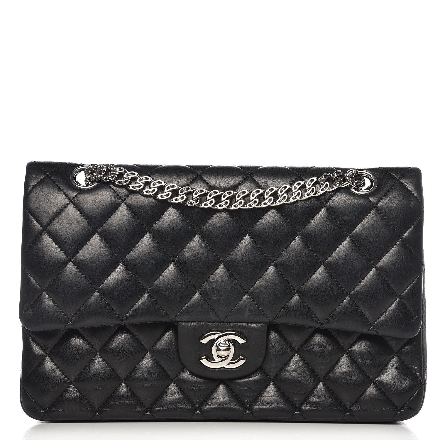 Chanel Lambskin Quilted Medium Double Flap Bijoux Chain Black 1 of 10