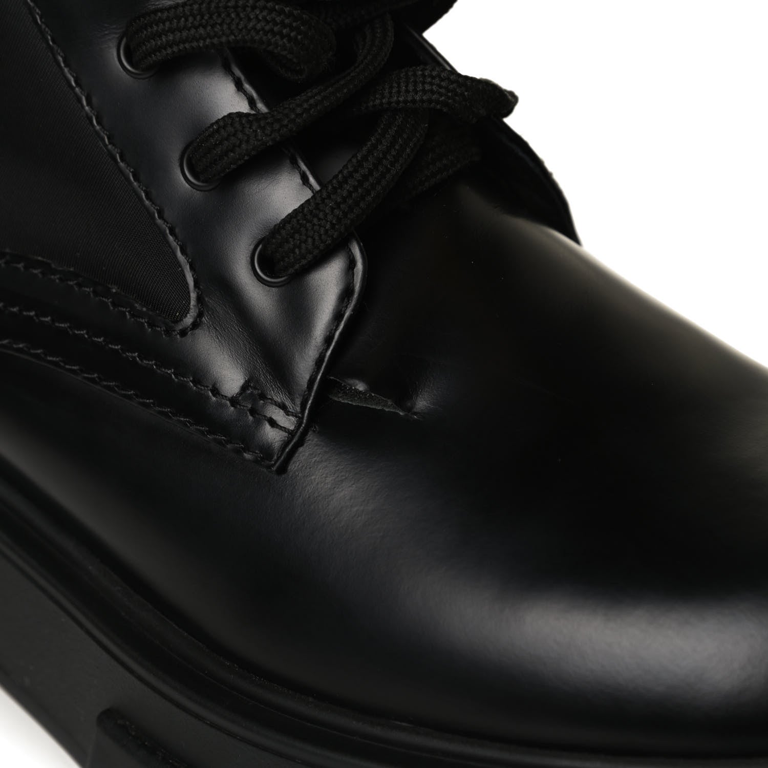 Prada Spazzolato Rois Nylon Metal Triangle Logo Monolith Pouch Pocket 55mm Boots 37.5 Black 13 of 15