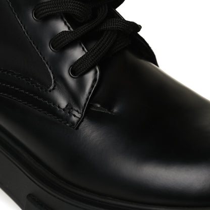 Prada Spazzolato Rois Nylon Metal Triangle Logo Monolith Pouch Pocket 55mm Boots 37.5 Black 13 of 15