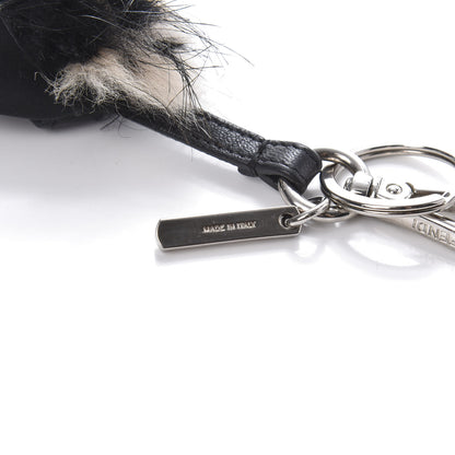 Fendi Nylon Shiny Nappa Nutria Fox Fur Monster Eyes Mini Backpack Charm Black Multicolor 3 of 4