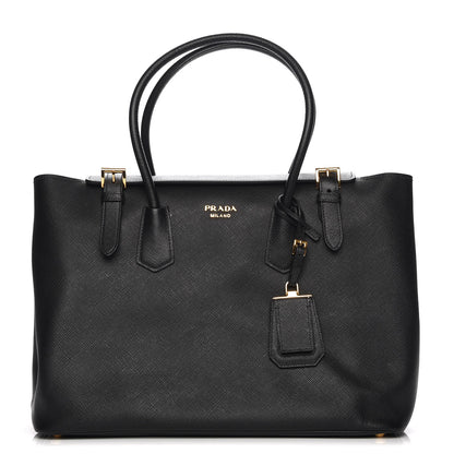 Prada Saffiano Cuir Buckle Tote Nero Black 1 of 7