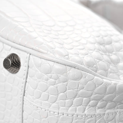 Balenciaga Extra Supple Calfskin Crocodile Embossed Medium Le Cagole Shoulder Bag White 10 of 13